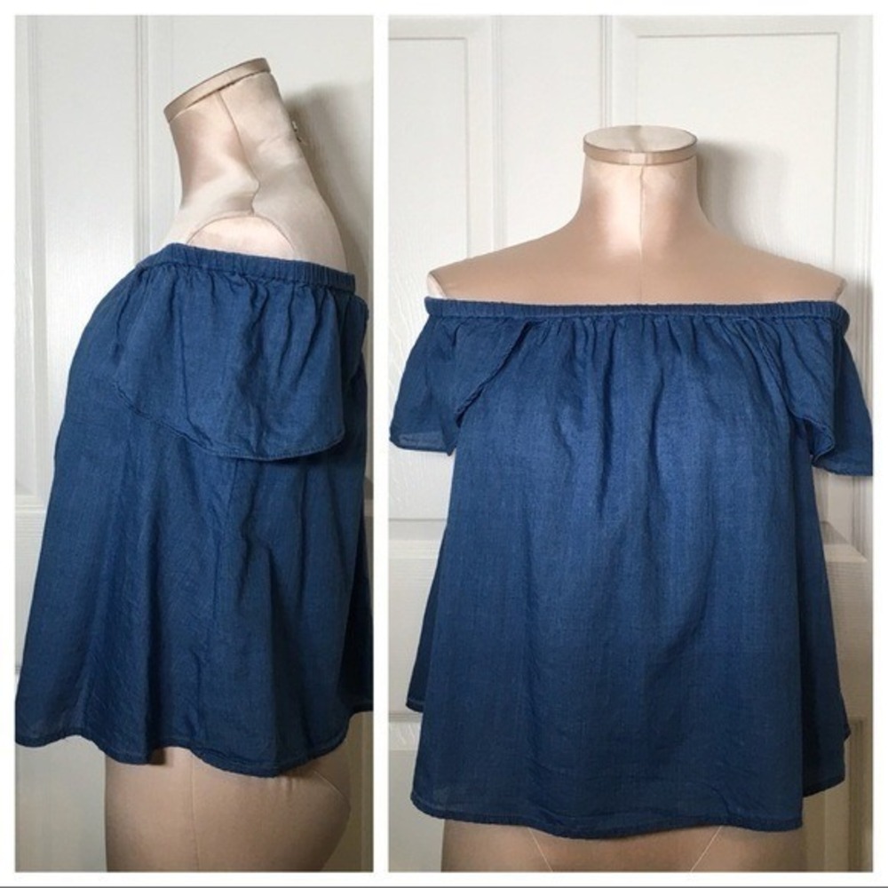 Madewell Over the Shoulder Chambray Top Sz S